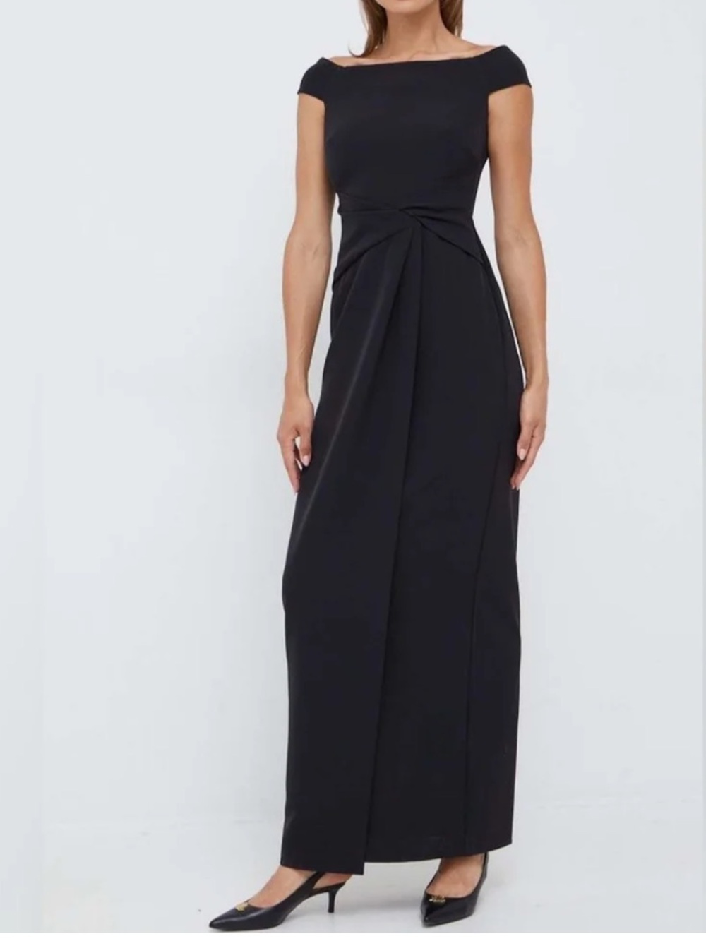 Lauren Ralph Lauren Black Off The Shoulder Maxi Gown NWT Size 6 Formal Dress